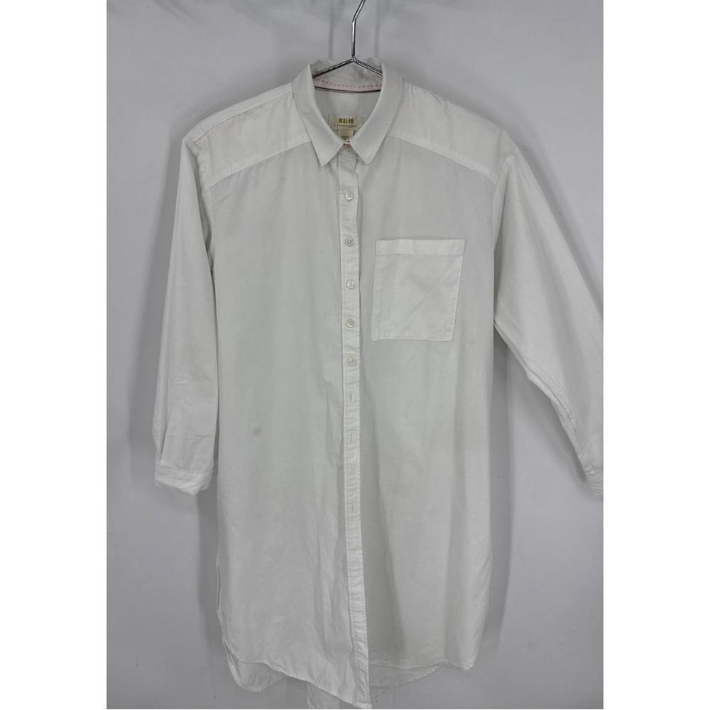 Maeve by anthropologie Maxi Tunic white Poplin Button down shirt S